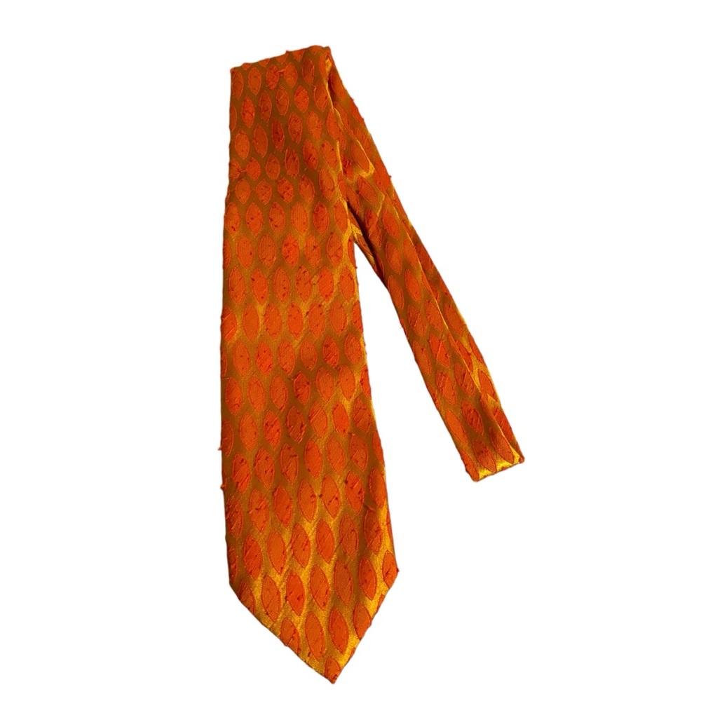 Vintage Colosseo Di Roma Terylene Orange Textured Tie